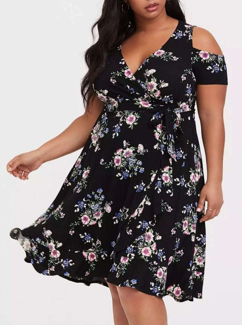 Women’s Black Floral Wrap Dress